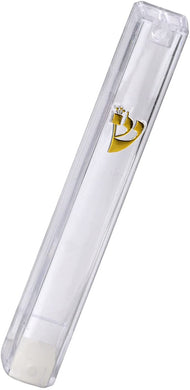 (D) Judaica Mezuzah Kosher Scroll Holder for Door (4.7'', Mother-of-Pearl Gold)