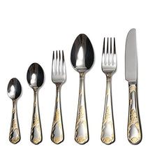Italian Collection 'Florence' 75-Piece Premium Surgical Stainless Steel Silverware Flatware Set 18/10, Service for 12, 24K Gold-Plated Hostess Serving Set in a Wooden Case