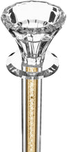 (D) Judaica Crystal Candlesticks with Inner Net Diamond Design (Gold)