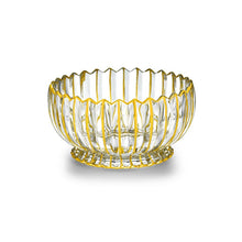 Gifts Plaza (D) Glass Fruit Bowl Gold and Clear Fluted Bowl Centerpiece