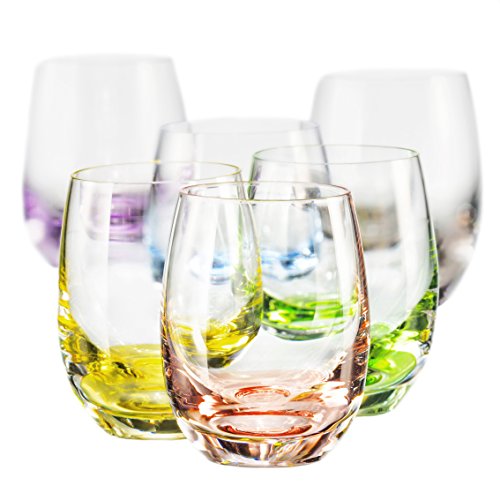 Bohemia Collection Rainbow Set of 6 Beverage Tumbler Multi Colored Glasses 10oz