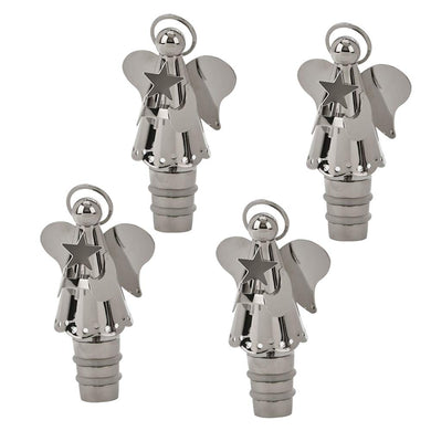 (D) Wine Bottle Stopper Angel with Christmas Star, Bar Counter Decoration 4-pc