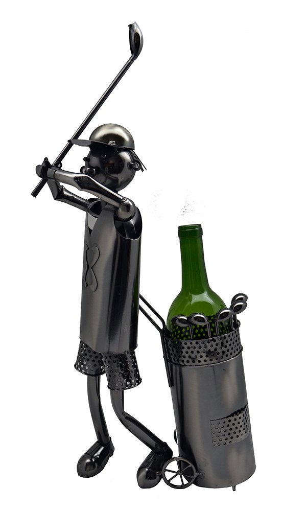 (D) Wine Bottle Holder, Golfer, Bar Counter Decoration, Gift for Sportsmen