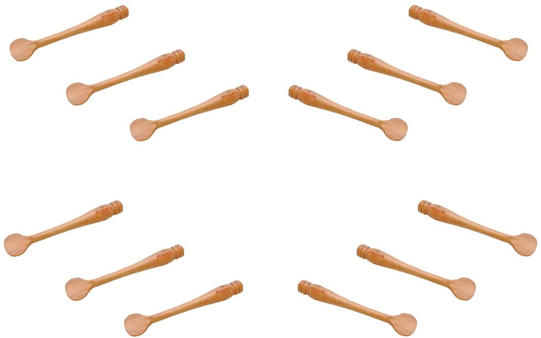 (D) Mini Mustard Spatula Box Wood - Berard French Vintage Hand Made Utensils (12 PC)