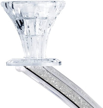 (D) Judaica Crystal Candelabra 3 Arms Silver Stones