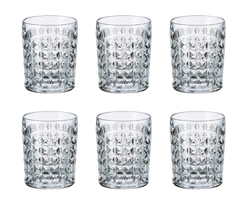 Crystalex Bohemia Diamond, 7.5oz Glass Whiskey/Brandy Tumblers Set of 6