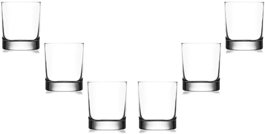 Ada Rocks Stemless Juice Glasses 10.25 Oz, Modern Clear Glassware Set of (6)