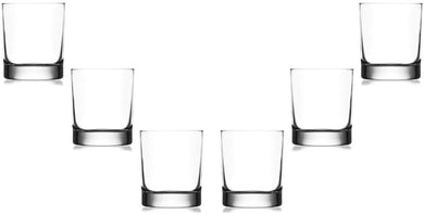 Ada Rocks Stemless Juice Glasses 10.25 Oz, Modern Clear Glassware Set of (6)