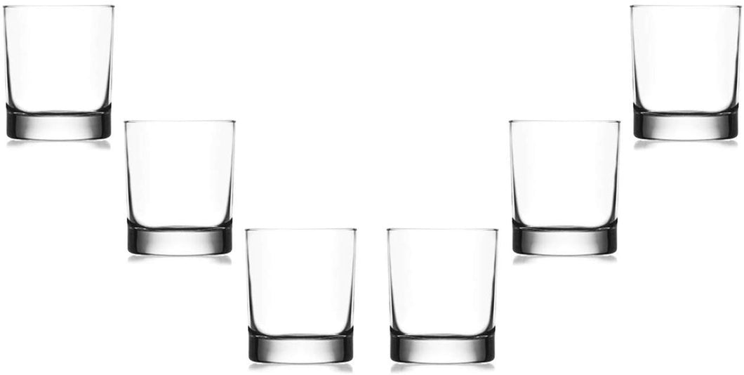 Ada Rocks Stemless Juice Glasses 10.25 Oz, Modern Clear Glassware Set of (6)