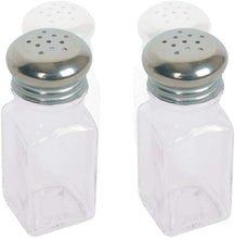 Salt and Pepper Shakers Glass 2 Oz, Modern Style Kitchen Utensil, Metal Cap 2 Pc