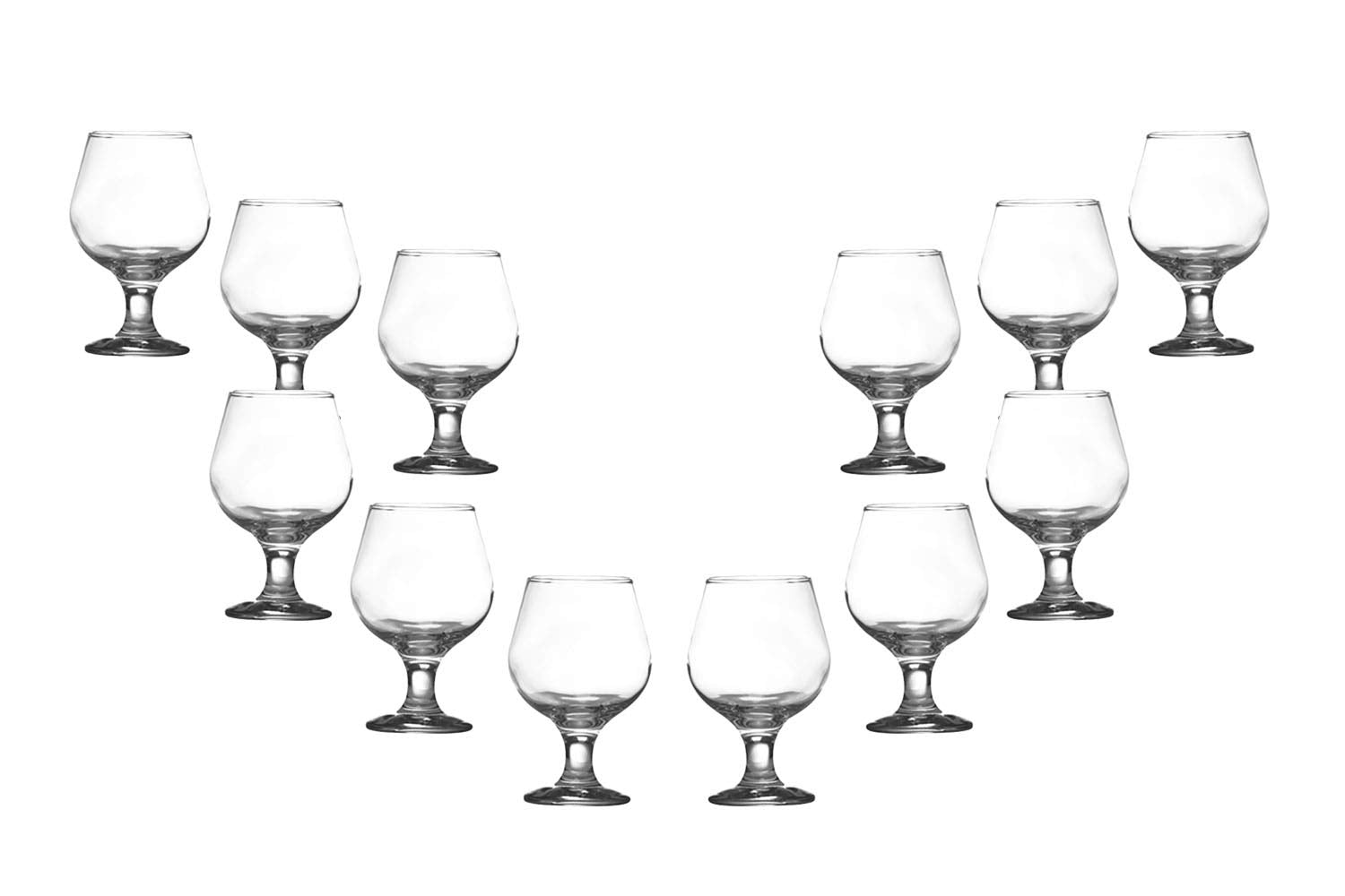 Kouros Cognac Stemmed Glasses 8 Oz, Modern Crystal Clear Glassware Set of (12)