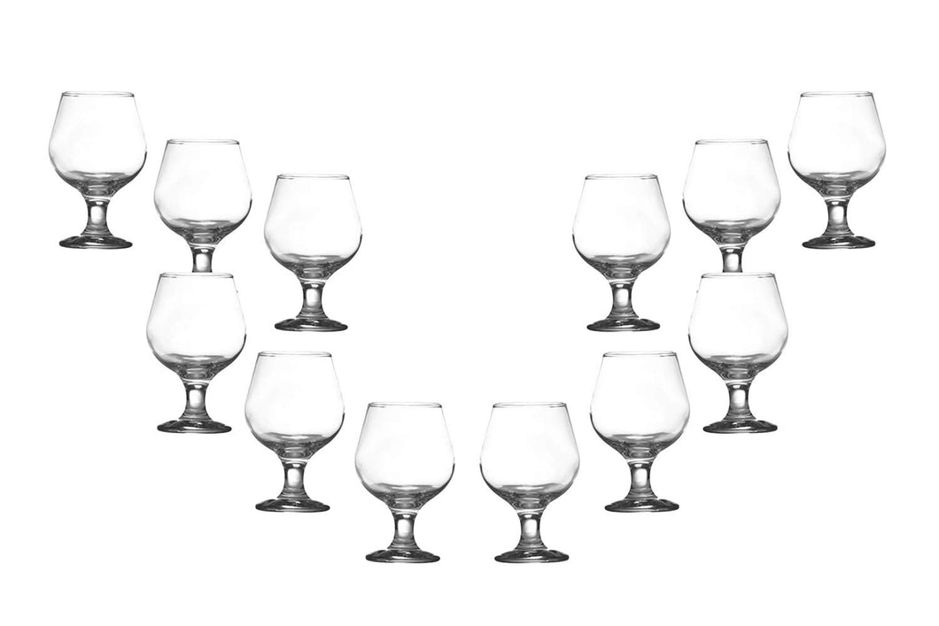 Kouros Cognac Stemmed Glasses 8 Oz, Modern Crystal Clear Glassware Set of (12)