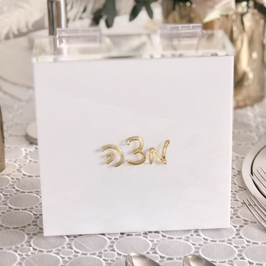 (D) Judaica Lucite Matzah Box with White Lid 7.28" (Gold)