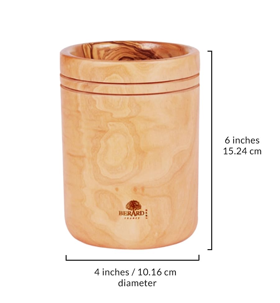 (D) Laguiole Hand Made French Olive Wood Utensil Holder, Vintage 1 Pc or Set of 2