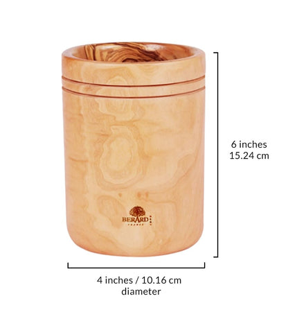 (D) Laguiole Hand Made French Olive Wood Utensil Holder, Vintage 1 Pc or Set of 2