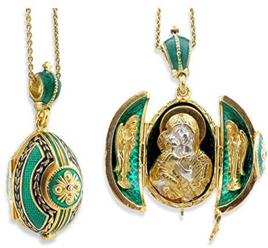 (D) Religious Gifts Enamel Silver Faberge Style Egg Gold Plated Angels Green