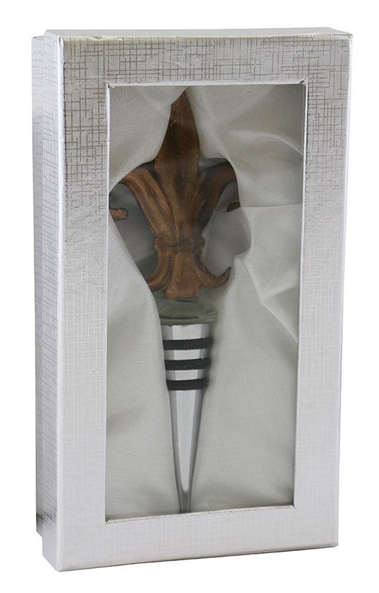 (D) Wine Bottle Stopper, Gold Fleur De Lis, Bar Counter Decoration
