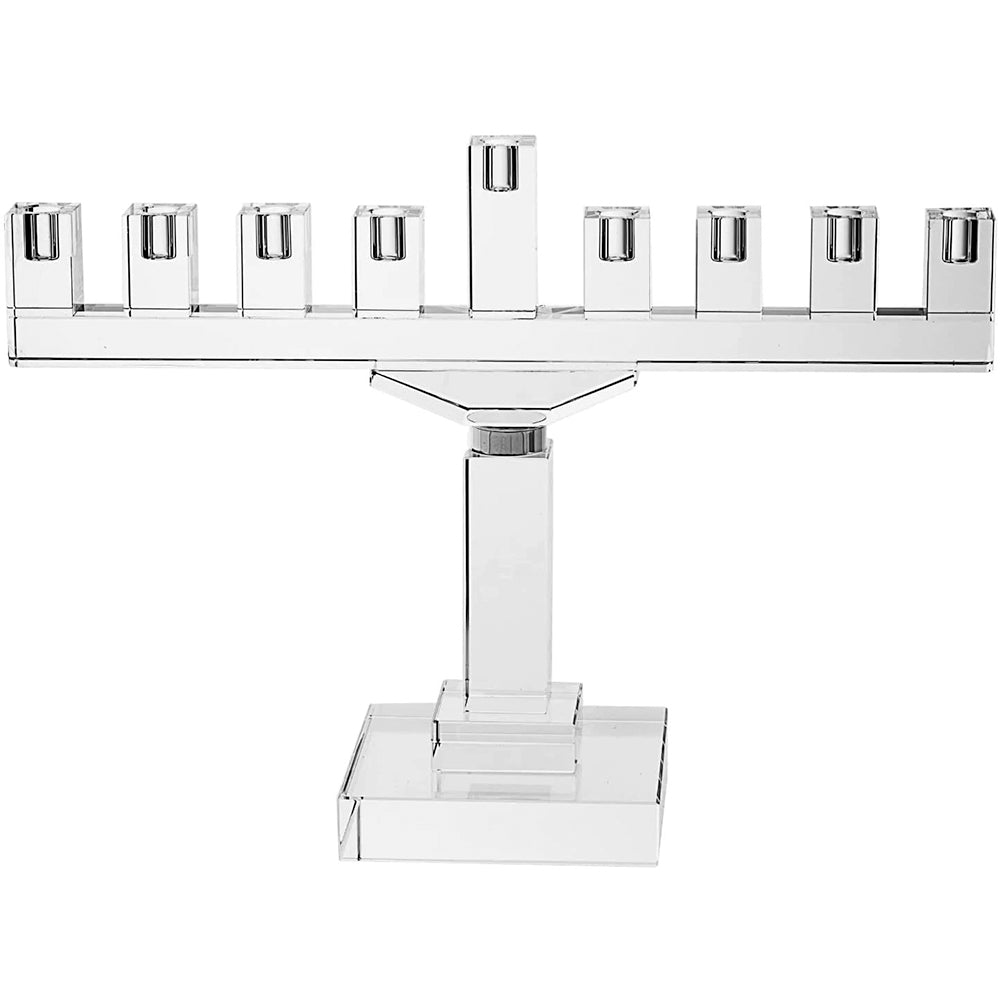 (D) Judaica Crystal Menorah for Oil Chanukah (Clear)