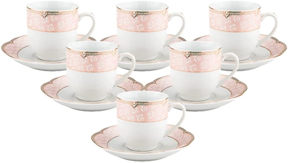 Royalty Porcelain 12-pc Sandra Mini Demi Coffee Set, Luxury Porcelain 24K Gold