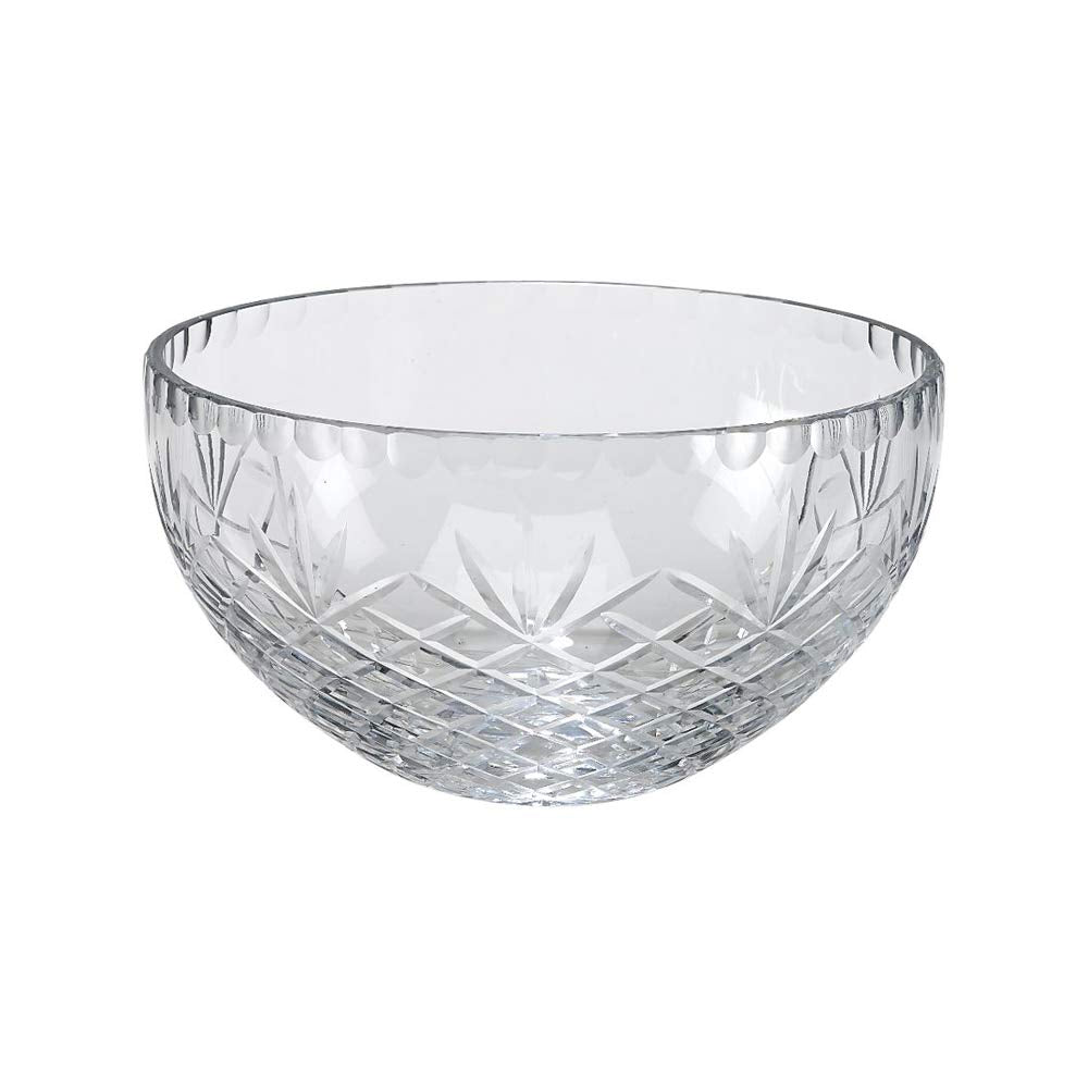 (D) Elegant Clear Crystal Glass Bowl for Salad Decorated with Hand Cut Pattern (7 Inch)