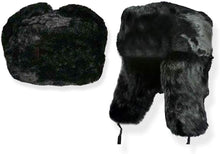 (D) Russian Souvenirs Black Faux Fur Ushanka Hat Size (58 - M - 7 1/4" Inch)