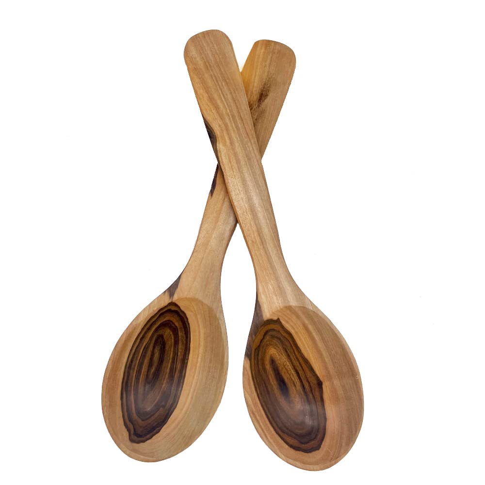(D) Colombian Curari Spoon Small Wooden Kitchen Utensil Set of 2 Pc 10