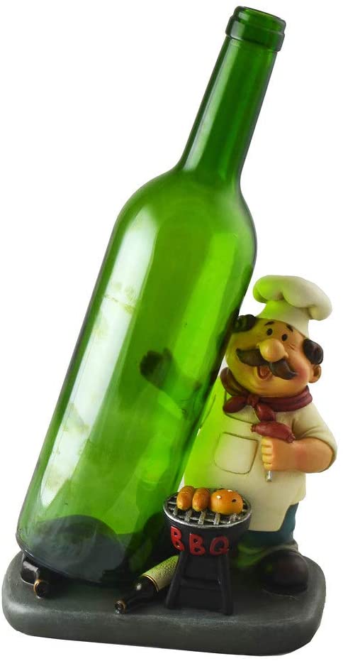 (D) Wine Bottle Holder, Home Decor and Gift for Housewarming (BBQ Chef)