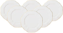 Royalty Porcelain 6-pc Gold Rim Polygonal Set of Plates for 6 (Butter)
