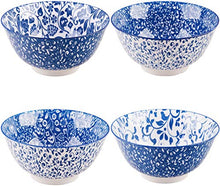 (D) Soup Bowl Ceramic, Candy Bowl, Handmade Blue and White Floral Deep Dish