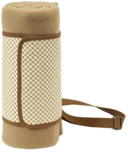 (D) Brown Picnic Blanket with Carrier for Outdoors Beach and Camping Mat