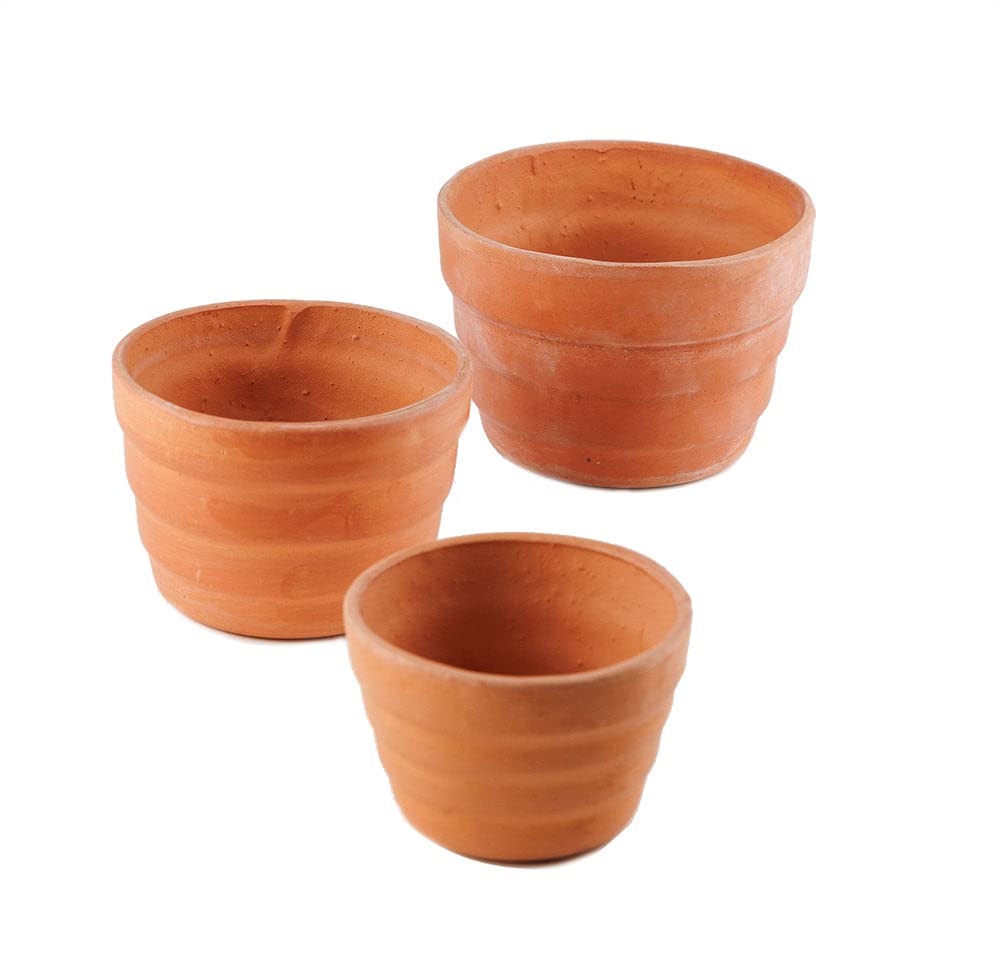 Gifts Plaza (D) Ceramic Flower Pots for Indoor Plants Set of 3 Small Sized