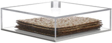 (D) Judaica Lucite Box with White Base and Clear Lid for Square Matzos 8.5''