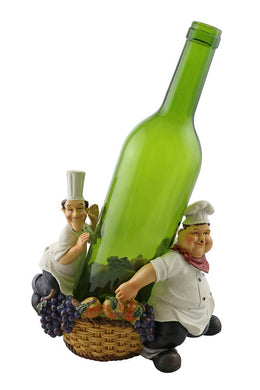 (D) Wine Bottle Holder Laurel and Hardy with Grapes, Bar Counter Decoration