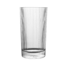 (D) Geometric Elegance: Crystal Glasses with Striped Design (Highball Glasses)