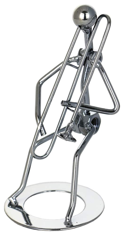 (D) Metal Trombone Player Decorative Figurine 6.5 Inch, Gift for Musician