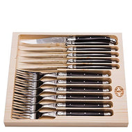 (D) Laguiole Jean Dubost Flatware, 12-pc Cutlery Set in a Tray (Black)