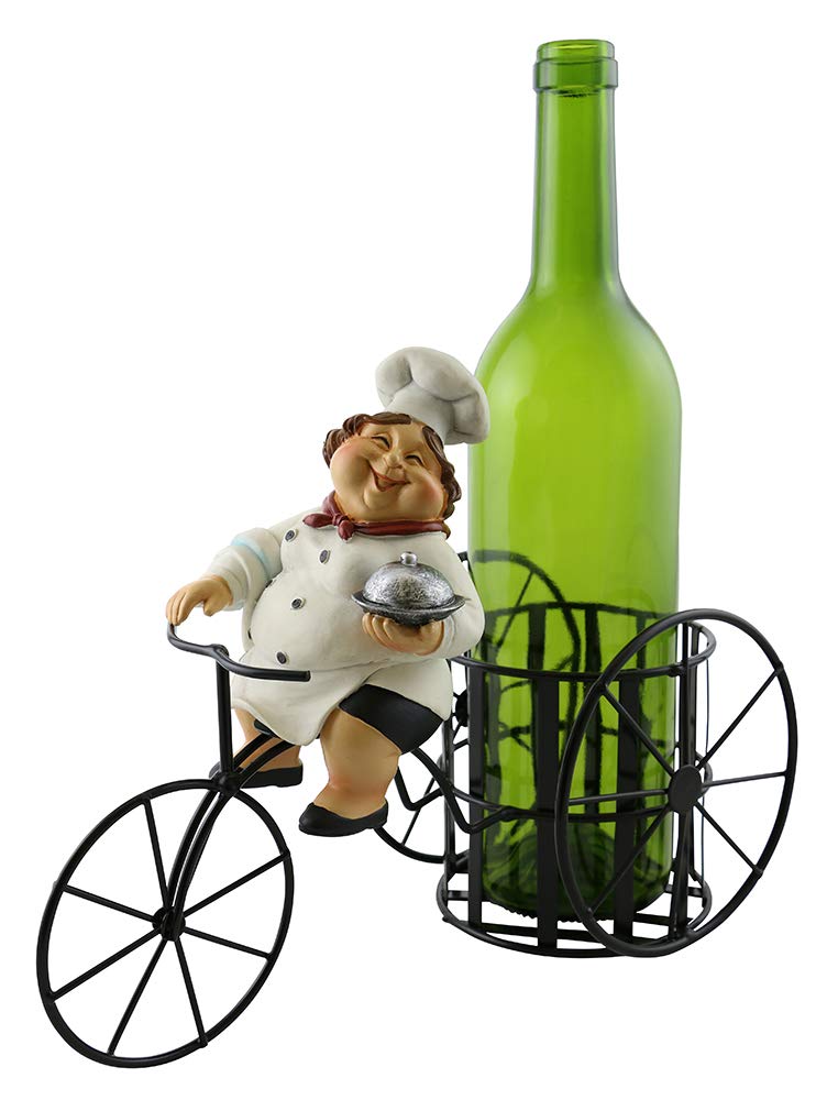 (D) Wine Bottle Holder, Old Lady Chef, Funny Gift, Bar Counter Decoration