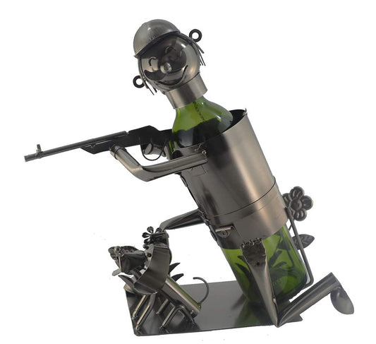 (D) Wine Bottle Holder, Kneeling Hunter in Bushes, Bar Counter Decoration