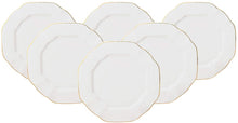 Royalty Porcelain 6-pc Gold Rim Polygonal Set of Plates for 6 (Salad)
