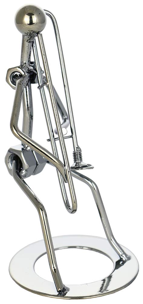 (D) Metal Trombone Player Decorative Figurine 6.5 Inch, Gift for Musician