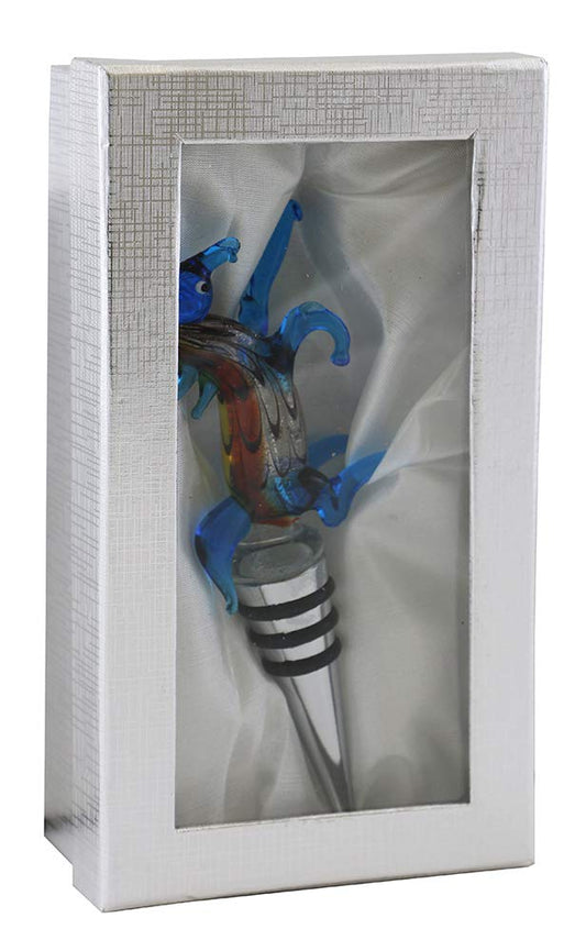 (D) Wine Bottle Stopper, Blue and Orange Horse, Bar Counter Decoration