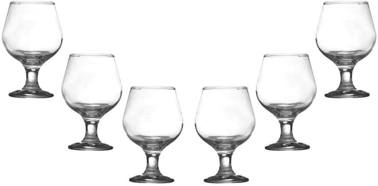 Kouros Cognac Stemmed Glasses 8 Oz, Modern Crystal Clear Glassware Set of (6)