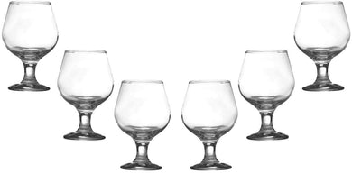 Kouros Cognac Stemmed Glasses 8 Oz, Modern Crystal Clear Glassware Set of (6)