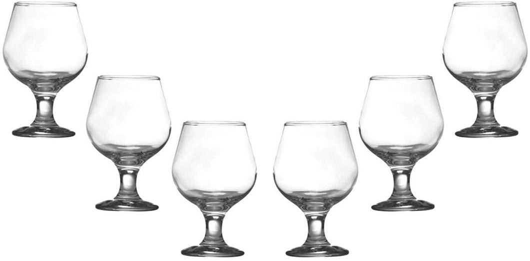 Kouros Cognac Stemmed Glasses 8 Oz, Modern Crystal Clear Glassware Set of (6)