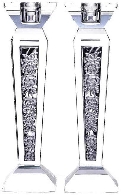 (D) Judaica Candlestick Holders Decorative Candle Stand Sterling Roses (8.5'')