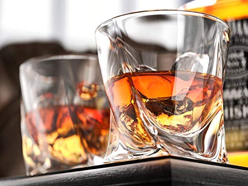 Double Old Fashioned Diamond Glasses - 10 Ounce Old Fashioned Liquor Glass for Whiskey and Cocktails
