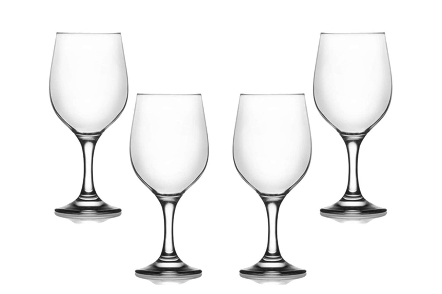 Fame Stemmed Wine Glasses 13.25 Oz, Modern Clear Goblets, Glassware Set of 4
