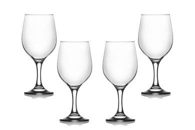 Fame Stemmed Wine Glasses 13.25 Oz, Modern Clear Goblets, Glassware Set of 4