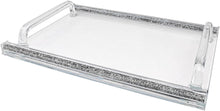 (D) Judaica Crystal Glass Tray for Serving with Inner Stones 16.5"x11.75"