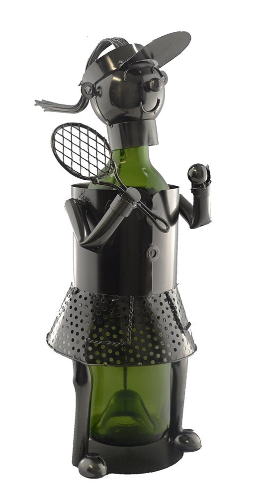 (D) Wine Bottle Holder Woman Tennis Player, Bar Decoration, Gift for Tennisists